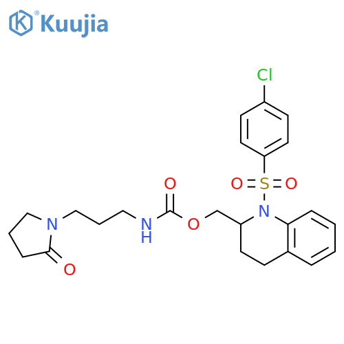 Carbamic acid, [3-(2-oxo-1-pyrrolidinyl)propyl]-,[1-[(4-chlorophenyl)sulfonyl]-1,2,3,4-tetrahydro-2-quinolinyl]methyl ester structure