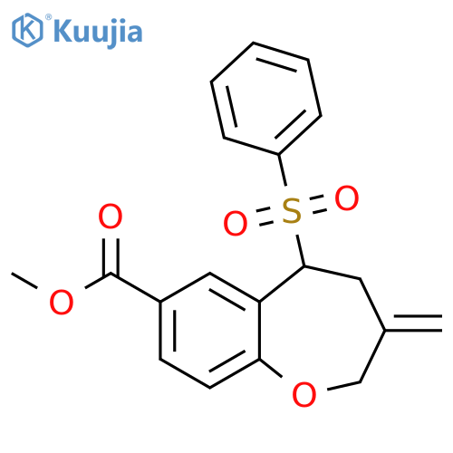 1-Benzoxepin-7-carboxylic acid,2,3,4,5-tetrahydro-3-methylene-5-(phenylsulfonyl)-, methyl ester structure