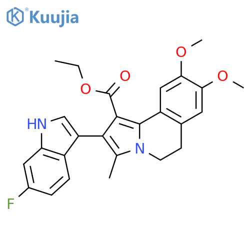 Pyrrolo[2,1-a]isoquinoline-1-carboxylic acid,2-(6-fluoro-1H-indol-3-yl)-5,6-dihydro-8,9-dimethoxy-3-methyl-, ethylester structure