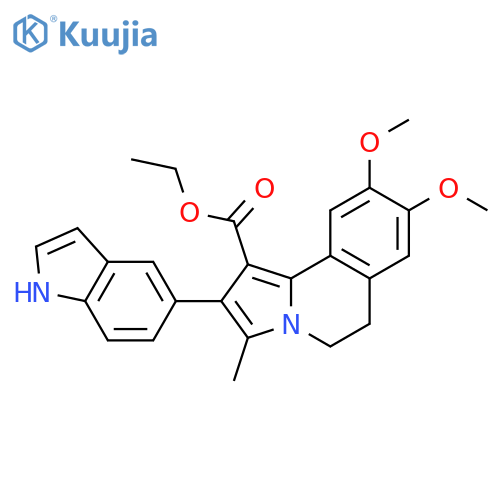 Pyrrolo[2,1-a]isoquinoline-1-carboxylic acid,5,6-dihydro-2-(1H-indol-5-yl)-8,9-dimethoxy-3-methyl-, ethyl ester structure