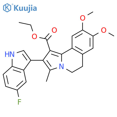 Pyrrolo[2,1-a]isoquinoline-1-carboxylic acid,2-(5-fluoro-1H-indol-3-yl)-5,6-dihydro-8,9-dimethoxy-3-methyl-, ethylester structure