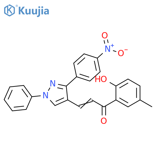 2-Propen-1-one,1-(2-hydroxy-5-methylphenyl)-3-[3-(4-nitrophenyl)-1-phenyl-1H-pyrazol-4-yl]- structure