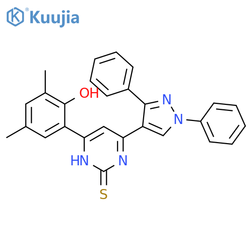 2(1H)-Pyrimidinethione,4-(1,3-diphenyl-1H-pyrazol-4-yl)-6-(2-hydroxy-3,5-dimethylphenyl)- structure