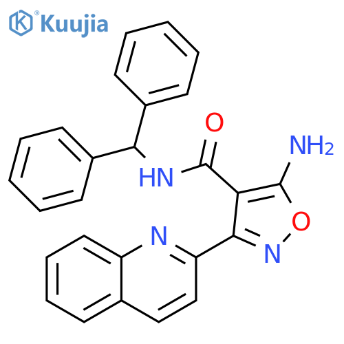 4-Isoxazolecarboxamide, 5-amino-N-(diphenylmethyl)-3-(2-quinolinyl)- structure