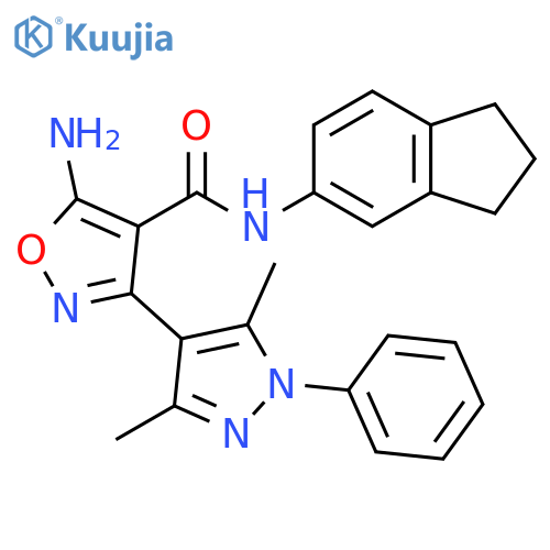 4-Isoxazolecarboxamide,5-amino-N-(2,3-dihydro-1H-inden-5-yl)-3-(3,5-dimethyl-1-phenyl-1H-pyrazol-4-yl)- structure