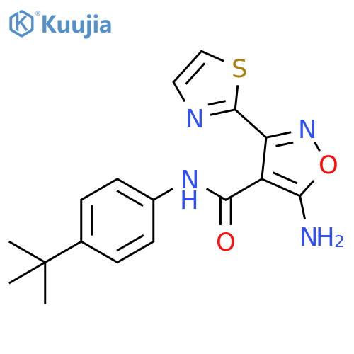 4-Isoxazolecarboxamide,5-amino-N-[4-(1,1-dimethylethyl)phenyl]-3-(2-thiazolyl)- structure