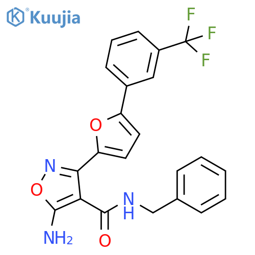 4-Isoxazolecarboxamide,5-amino-N-(phenylmethyl)-3-[5-[3-(trifluoromethyl)phenyl]-2-furanyl]- structure
