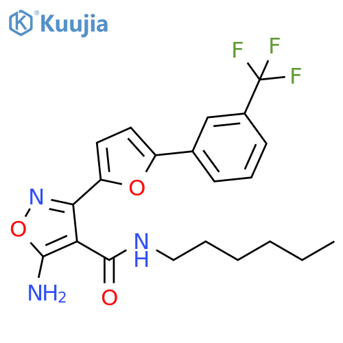4-Isoxazolecarboxamide,5-amino-N-hexyl-3-[5-[3-(trifluoromethyl)phenyl]-2-furanyl]- structure