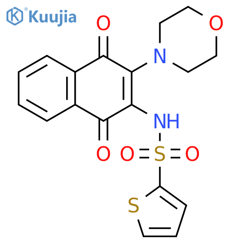 N-3-(morpholin-4-yl)-1,4-dioxo-1,4-dihydronaphthalen-2-ylthiophene-2-sulfonamide structure