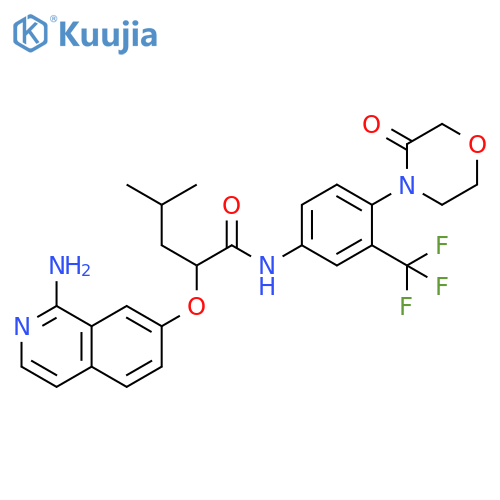 Pentanamide,2-[(1-amino-7-isoquinolinyl)oxy]-4-methyl-N-[4-(3-oxo-4-morpholinyl)-3-(trifluoromethyl)phenyl]- structure