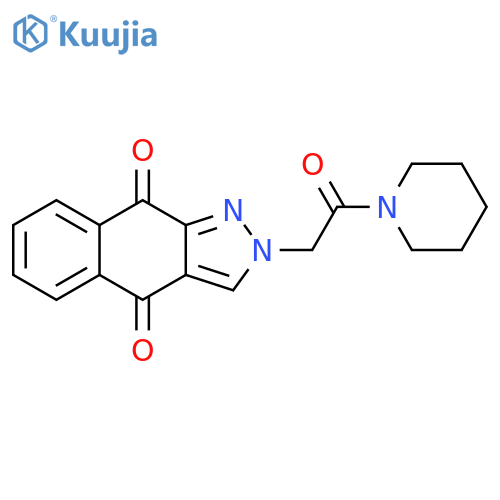 Piperidine, 1-[(4,9-dihydro-4,9-dioxo-2H-benz[f]indazol-2-yl)acetyl]- structure