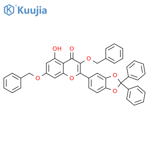 4H-1-Benzopyran-4-one,2-(2,2-diphenyl-1,3-benzodioxol-5-yl)-5-hydroxy-3,7-bis(phenylmethoxy)- structure