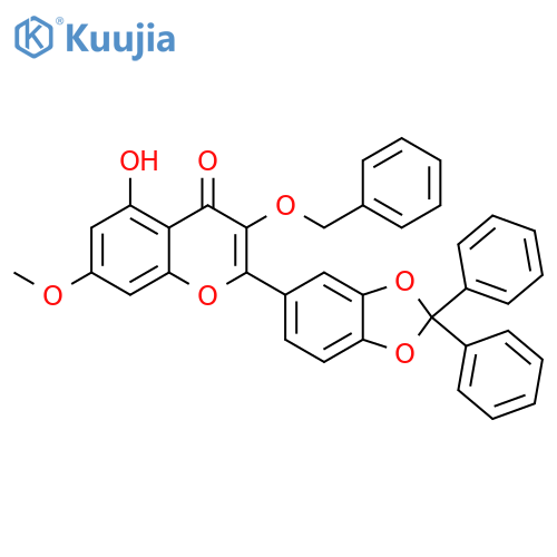 4H-1-Benzopyran-4-one, 2-(2,2-diphenyl-1,3-benzodioxol-5-yl)-5-hydroxy-7-methoxy-3-(phenylmethoxy)- structure