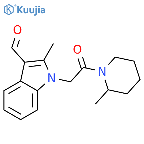 2-Methyl-1-2-(2-methylpiperidin-1-yl)-2-oxoethyl-1H-indole-3-carbaldehyde structure