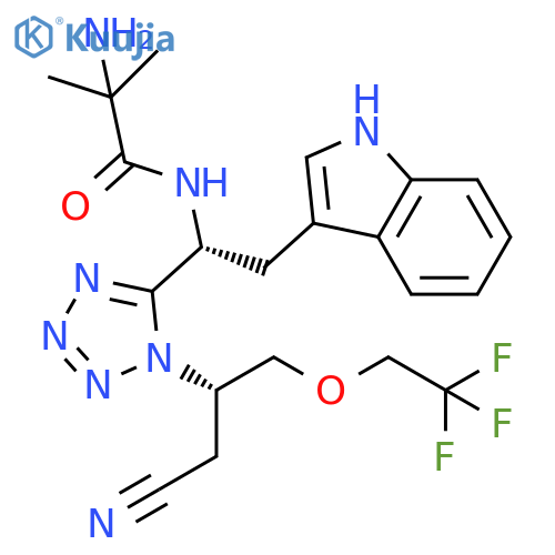 Propanamide,2-amino-N-[(1R)-1-[1-[(1S)-1-(cyanomethyl)-2-(2,2,2-trifluoroethoxy)ethyl]-1H-tetrazol-5-yl]-2-(1H-indol-3-yl)ethyl]-2-methyl- structure