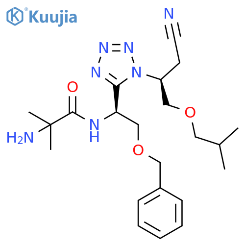 Propanamide,2-amino-N-[(1S)-1-[1-[(1S)-1-(cyanomethyl)-2-(2-methylpropoxy)ethyl]-1H-tetrazol-5-yl]-2-(phenylmethoxy)ethyl]-2-methyl- structure