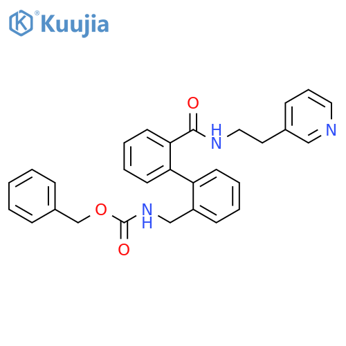 Carbamic acid,[[2'-[[[2-(3-pyridinyl)ethyl]amino]carbonyl][1,1'-biphenyl]-2-yl]methyl]-,phenylmethyl ester structure