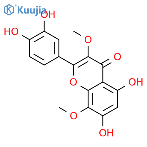 2-(3,4-dihydroxy-phenyl)-5,7-dihydroxy-3,8-dimethoxy-chromen-4-one structure