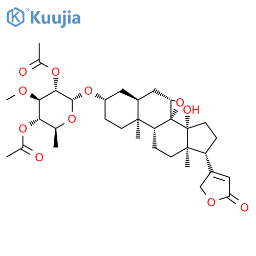 Card-20(22)-enolide,3-[(2,4-di-O-acetyl-6-deoxy-3-O-methyl-a-L-glucopyranosyl)oxy]-7,8-epoxy-14-hydroxy-, (3b,5b,7b)- (9CI) structure
