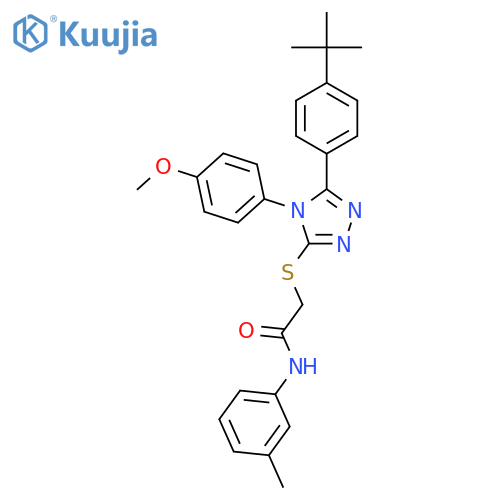 <br>2-((5-(4-(tert-Butyl)phenyl)-4-(4-methoxyphenyl)-4H-1,2,4-triazol-3-yl)thio )-N-(m-tolyl)acetamide structure