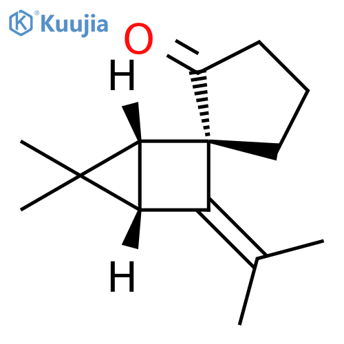 Spiro[bicyclo[2.1.0]pentane-2,1'-cyclopentan]-2'-one,5,5-dimethyl-3-(1-methylethylidene)-, (1R,1'S,4S)-rel- structure