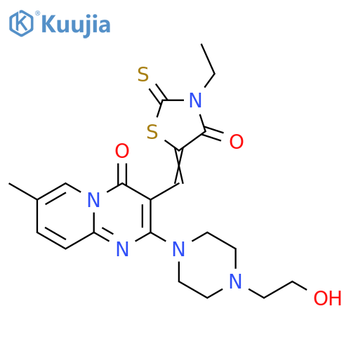 (5Z)-3-ethyl-5-({2-[4-(2-hydroxyethyl)piperazin-1-yl]-7-methyl-4-oxo-4H-pyrido[1,2-a]pyrimidin-3-yl}methylidene)-2-sulfanylidene-1,3-thiazolidin-4-one structure