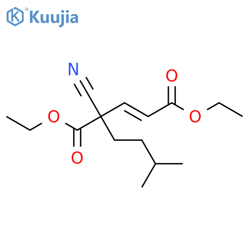 2-Pentenedioic acid, 4-cyano-4-(3-methylbutyl)-, diethyl ester, (2E)- structure