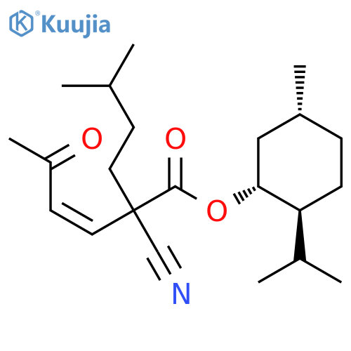 3-Hexenoic acid, 2-cyano-2-(3-methylbutyl)-5-oxo-,(1R,2S,5R)-5-methyl-2-(1-methylethyl)cyclohexyl ester, (3Z)- structure