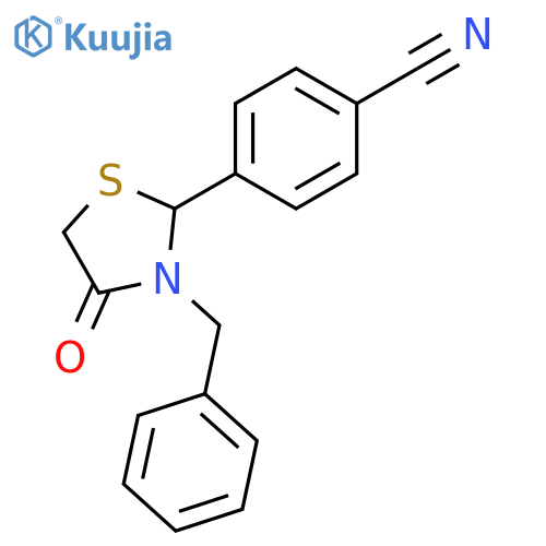 Benzonitrile, 4-[4-oxo-3-(phenylmethyl)-2-thiazolidinyl]- structure