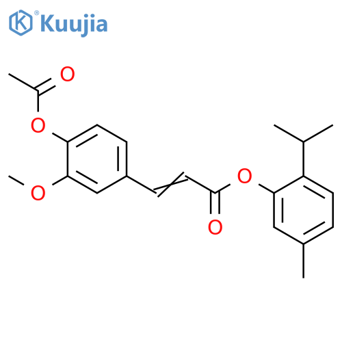 2-Propenoic acid, 3-[4-(acetyloxy)-3-methoxyphenyl]-,5-methyl-2-(1-methylethyl)phenyl ester structure
