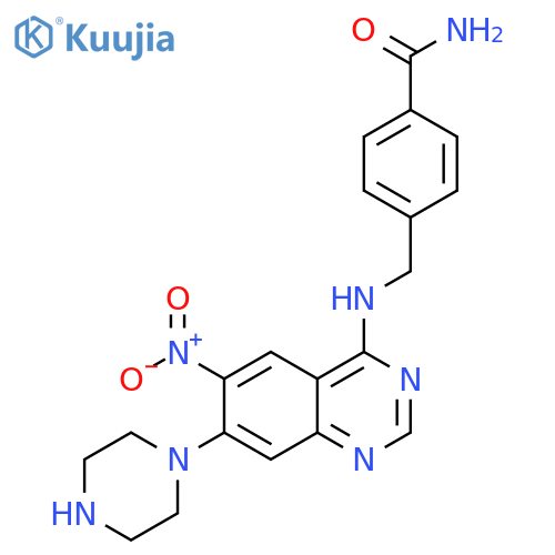 Benzamide, 4-[[[6-nitro-7-(1-piperazinyl)-4-quinazolinyl]amino]methyl]- structure