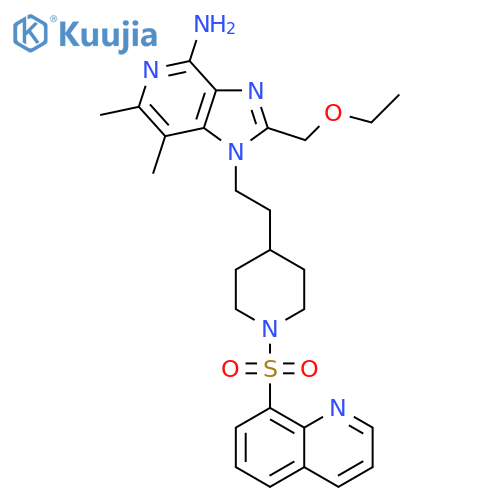 Piperidine,4-[2-[4-amino-2-(ethoxymethyl)-6,7-dimethyl-1H-imidazo[4,5-c]pyridin-1-yl]ethyl]-1-(8-quinolinylsulfonyl)- structure