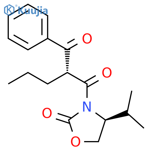 2-Oxazolidinone, 3-[(2R)-2-benzoyl-1-oxopentyl]-4-(1-methylethyl)-,(4S)- structure