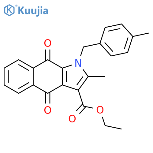 1H-Benz[f]indole-3-carboxylic acid,4,9-dihydro-2-methyl-1-[(4-methylphenyl)methyl]-4,9-dioxo-, ethyl ester structure