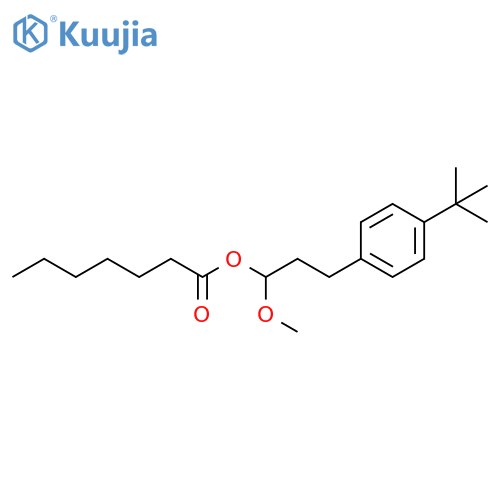 Heptanoic acid, 3-[4-(1,1-dimethylethyl)phenyl]-1-methoxypropyl ester structure