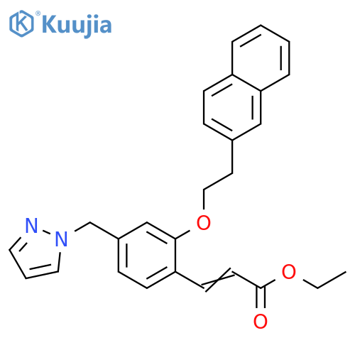 2-Propenoic acid,3-[2-[2-(2-naphthalenyl)ethoxy]-4-(1H-pyrazol-1-ylmethyl)phenyl]-, ethylester structure