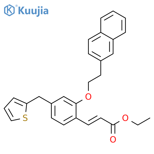 2-Propenoic acid,3-[2-[2-(2-naphthalenyl)ethoxy]-4-(2-thienylmethyl)phenyl]-, ethyl ester,(2E)- structure