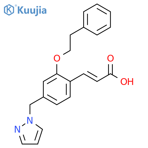 2-Propenoic acid,3-[2-(2-phenylethoxy)-4-(1H-pyrazol-1-ylmethyl)phenyl]-, (2E)- structure