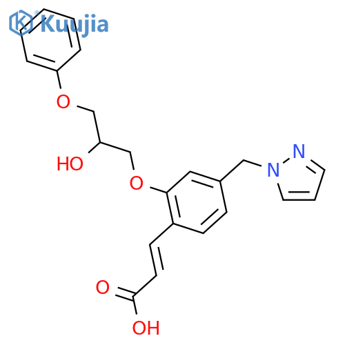2-Propenoic acid,3-[2-(2-hydroxy-3-phenoxypropoxy)-4-(1H-pyrazol-1-ylmethyl)phenyl]-,(2E)- structure