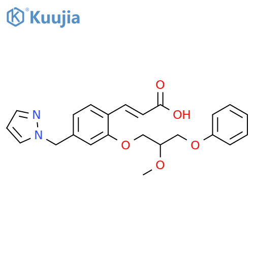 2-Propenoic acid,3-[2-(2-methoxy-3-phenoxypropoxy)-4-(1H-pyrazol-1-ylmethyl)phenyl]-,(2E)- structure