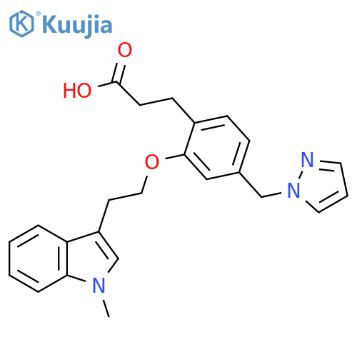 Benzenepropanoic acid,2-[2-(1-methyl-1H-indol-3-yl)ethoxy]-4-(1H-pyrazol-1-ylmethyl)- structure