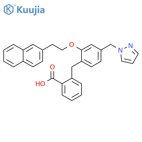 Benzoic acid,2-[[2-[2-(2-naphthalenyl)ethoxy]-4-(1H-pyrazol-1-ylmethyl)phenyl]methyl]- structure