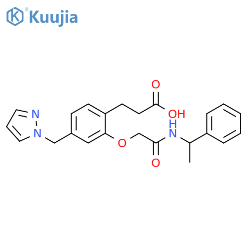 Benzenepropanoic acid,2-[2-oxo-2-[(1-phenylethyl)amino]ethoxy]-4-(1H-pyrazol-1-ylmethyl)- structure