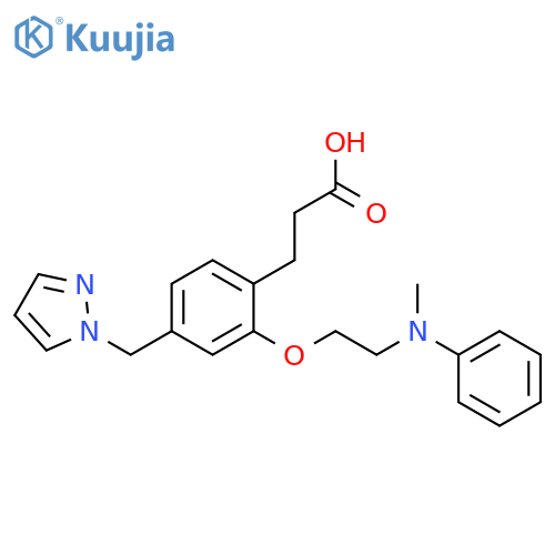 Benzenepropanoic acid,2-[2-(methylphenylamino)ethoxy]-4-(1H-pyrazol-1-ylmethyl)- structure