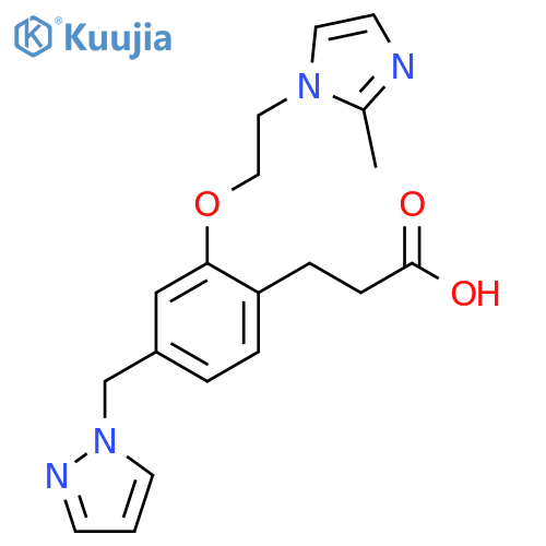 Benzenepropanoic acid,2-[2-(2-methyl-1H-imidazol-1-yl)ethoxy]-4-(1H-pyrazol-1-ylmethyl)- structure