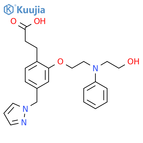 Benzenepropanoic acid,2-[2-[(2-hydroxyethyl)phenylamino]ethoxy]-4-(1H-pyrazol-1-ylmethyl)- structure