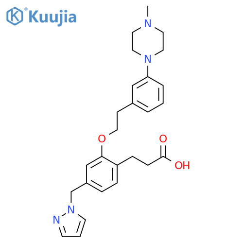 Benzenepropanoic acid,2-[2-[3-(4-methyl-1-piperazinyl)phenyl]ethoxy]-4-(1H-pyrazol-1-ylmethyl)- structure