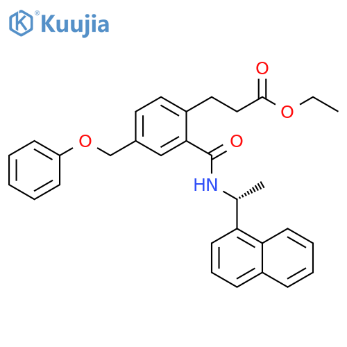Benzenepropanoic acid,2-[[[(1R)-1-(1-naphthalenyl)ethyl]amino]carbonyl]-4-(phenoxymethyl)-,ethyl ester structure