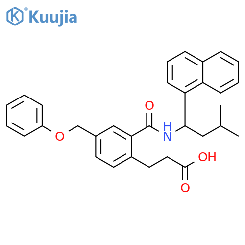 Benzenepropanoic acid,2-[[[3-methyl-1-(1-naphthalenyl)butyl]amino]carbonyl]-4-(phenoxymethyl)- structure