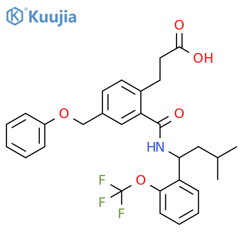 Benzenepropanoic acid,2-[[[3-methyl-1-[2-(trifluoromethoxy)phenyl]butyl]amino]carbonyl]-4-(phenoxymethyl)- structure